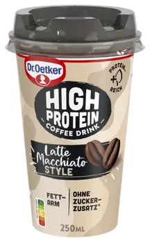 Dr. Oetker High Protein Kávé Latte Macchiato stílusban