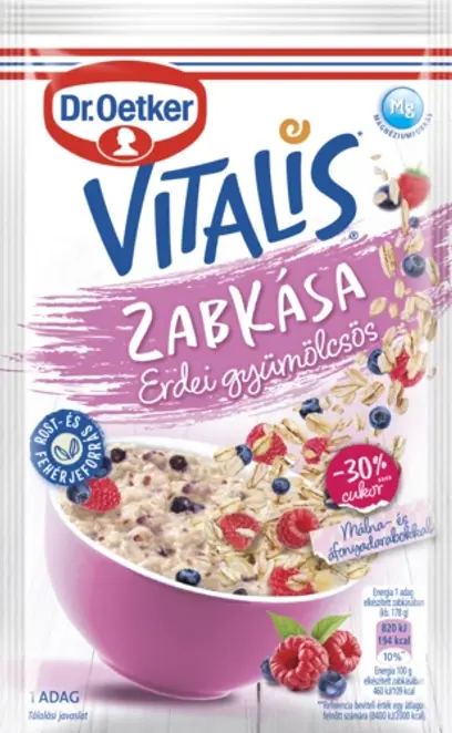 Dr. Oetker Vitalis Zabkása Cukorcsökkentett erdei gyümölcsös