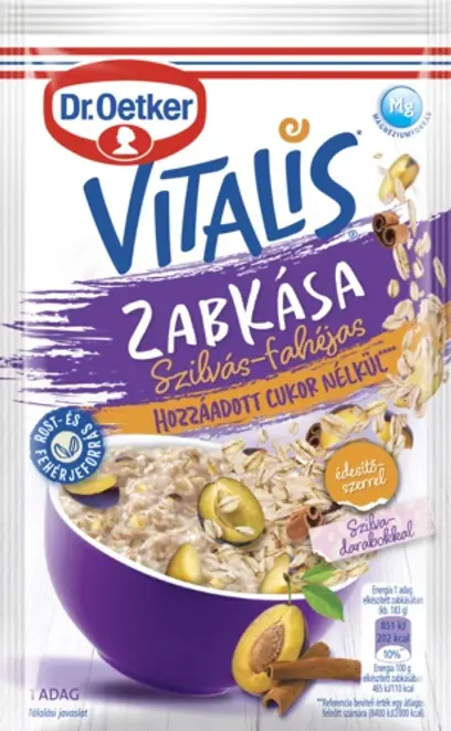 Dr. Oetker Vitalis Zabkása Hozzáadott cukor nélkül szilvás-fahéjas